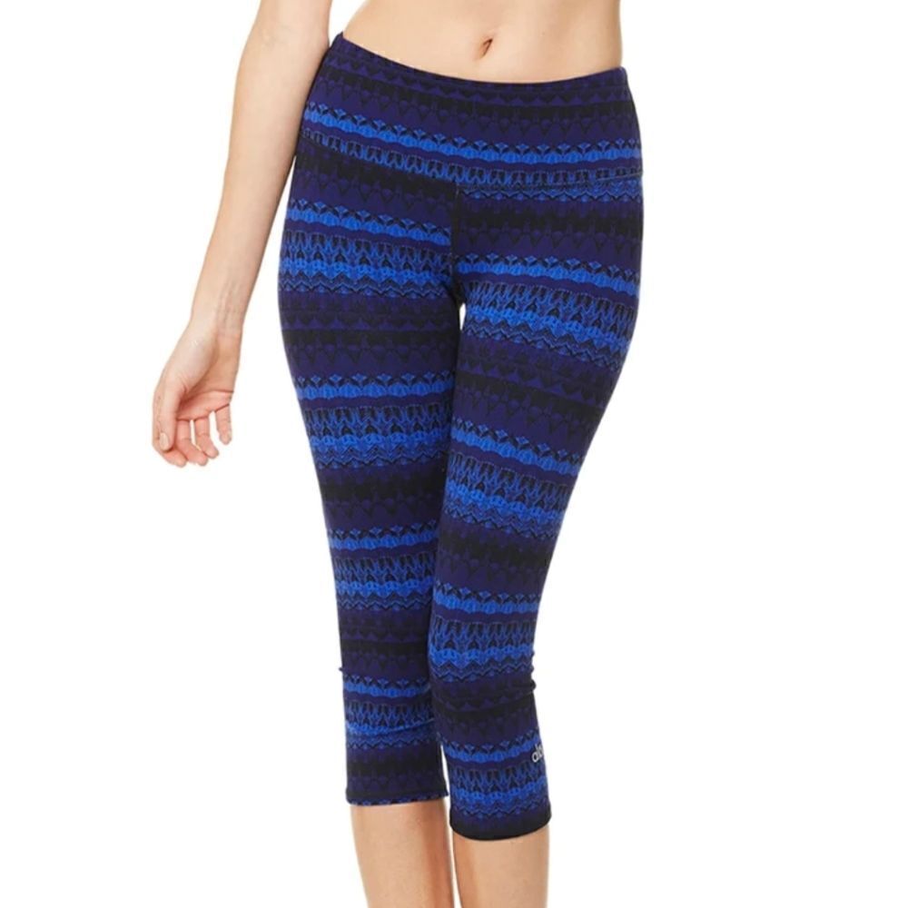 Alo Yoga Airbrush Capri Artic Royalty Blue & Black Leggings (S)